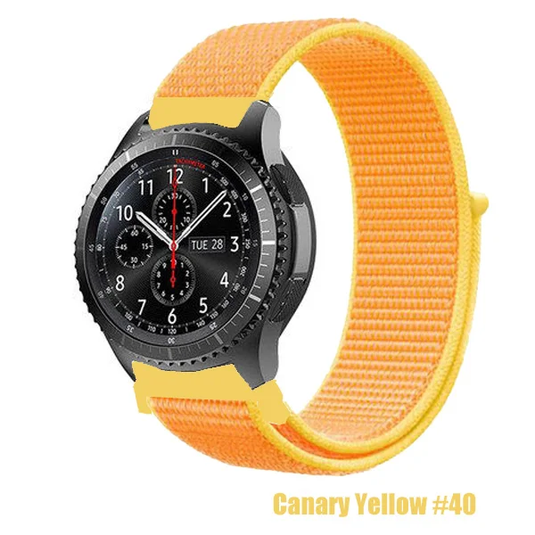 Canary Yellow 40 Ремешок 20 мм/22 мм для gear s3 Frontier samsung Galaxy watch Active2 ремешок для huawei Watch GT 2 46 мм 42 мм аксессуары для браслетов correa - Цвет ремешка: Canary Yellow 40