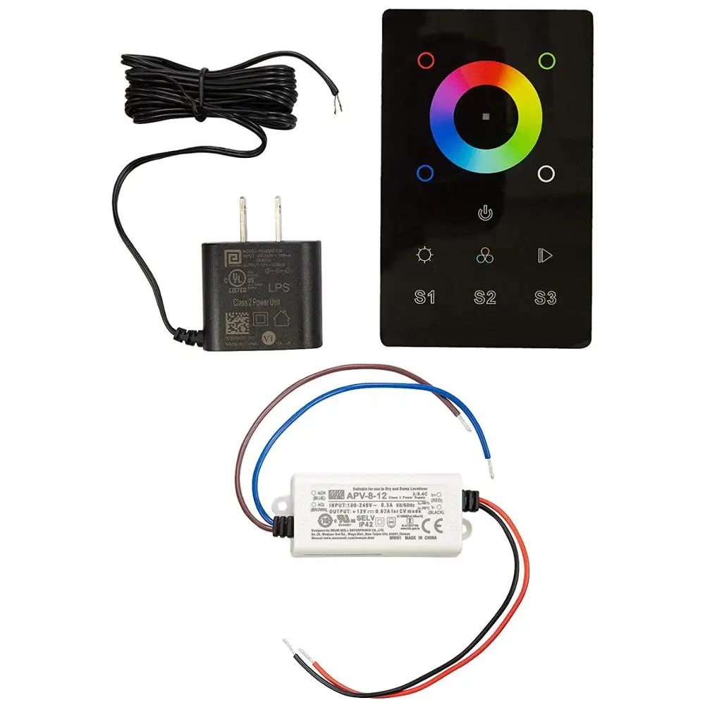 RGB & RGBW LED Touch DMX Wall Mounted Controller Dimmer with In-Wall Power Supply SR-2812B-DMX Kit - Black | Освещение
