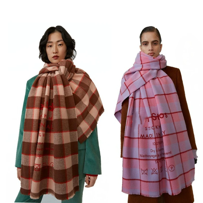 

2018 New European and American AC Letter Scarf, Autumn and Winter New Color Plaid Imitation Cashmere Scarf, Warm Neck