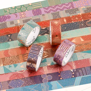 

1 pc Vintage Bronzing Washi Tape Cute Masking Tape Star Galaxy Geometric Pattern Washi Tape Stationery Journal Decration