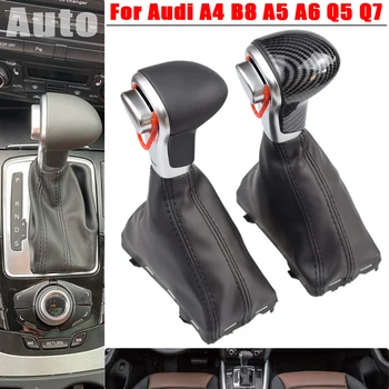 

Auto Automatic Gear Shift Knob Ball Shifter Lever Handle Gaiter Boot Cover Case Collar For Audi A3 A4 B8 A5 A6 C6 Q5 Q7 2009-15