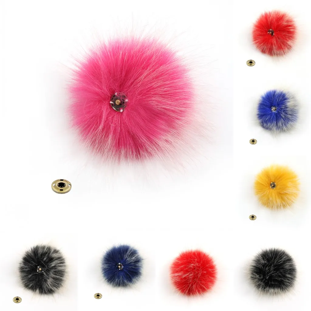 DIY 3.9inch (10CM) Faux Fox Fur Pom Pom Ball - 2PCS (Hot Pink)