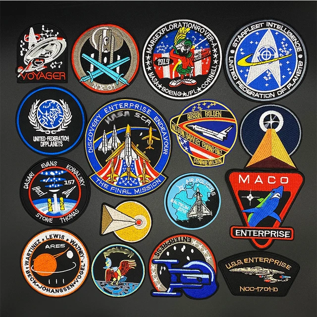 Usa NASA Space Center Astronaut Program Embroidered Hook Patch Blue Badge