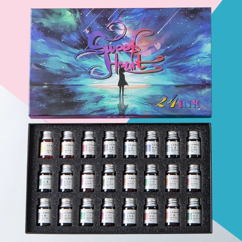

24 Colors 7ml Gold Powder Ink for Fountain Dip Pen Calligraphy Writing Painting