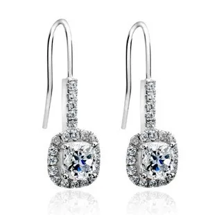 

TE207 2 carat cushion cut Luxury wedding earring for women SONA Synthetic Gem earrings Anti allergic earring white gold color