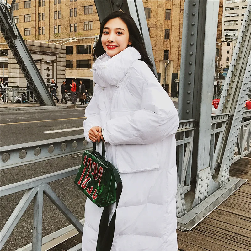 

Cotton Clothes 2018 New Style Women's Long over-the-Knee Winter Coat Mid-length Thick Cotton Coat Loose-Fit BF Cotton-padded Jac