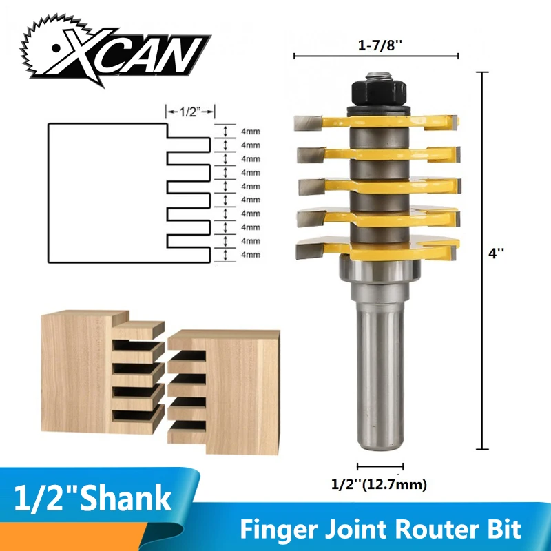 XCAN 1 шт. 1/2 ''(12,7 мм) хвостовик 3 Флейта палец шарнир маршрутизатор подшипник направляемый Регулируемый 5 коробка для лезвий древесины фрезы