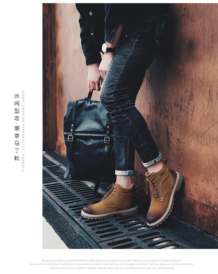 Winter Men Boots Classic Outdoor Ankle Boots Male Lace Up Anti-slip Booties Martin Shoes Vintage British Military Combat Boots