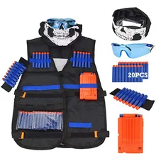 Tactical toy gun Accessories Waistcoat Ammo Holder Elite Pistol Bullets Toy Clip Darts for Nerf with mask Goggles