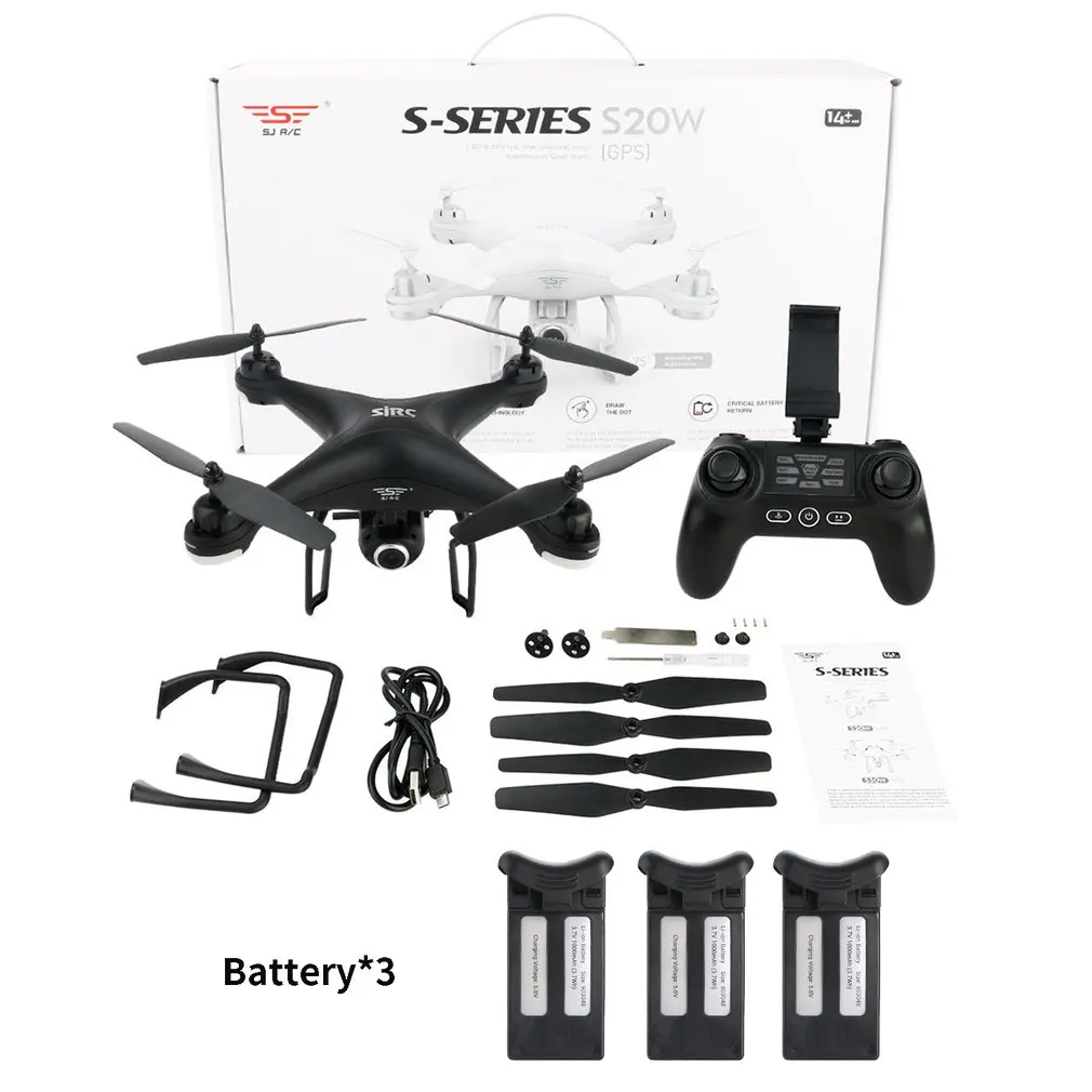 720P 3B Black SJRC S70W gps Трансмиссия Радиоуправляемый Дрон Квадрокоптер вертолет с HD Wifi камерой VS s30w s70w f11 z5 syma x8pro Радиоуправляемый Дрон - Цвет: 720P 3B Black