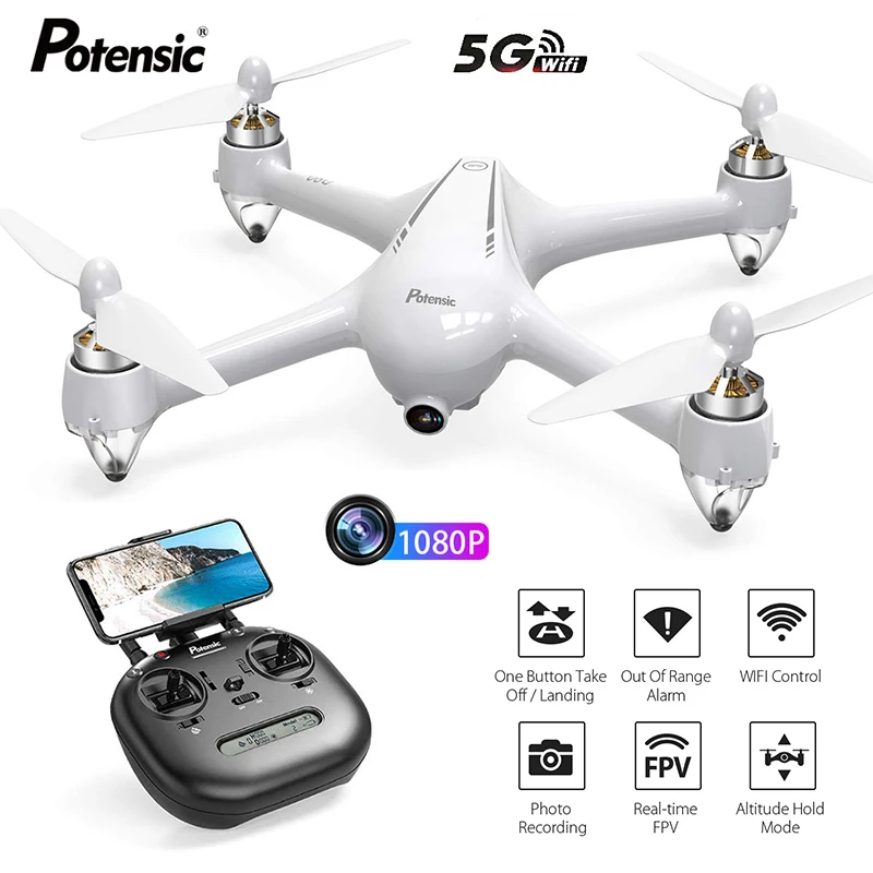 Радиоуправляемый Дрон Potensic D80 5 0 ГГц Wi Fi FPV широкоугольная камера HD 1080P режим