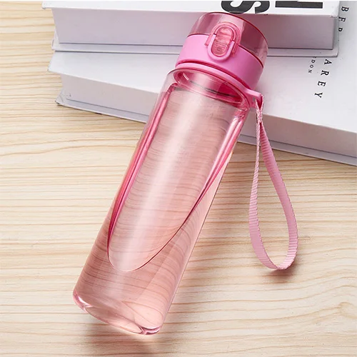 Transparent pink 400 560 800 1000 мл многоцветная креативная пластиковая бутылка для воды для спорта на открытом воздухе герметичная чашка для прогулок и путешествий предметы домашнего обихода - Цвет: Transparent pink