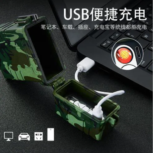 Открытый водонепроницаемый 20 шт сигарет коробка Металл Творческий с USB зарядка Зажигалка Портативный