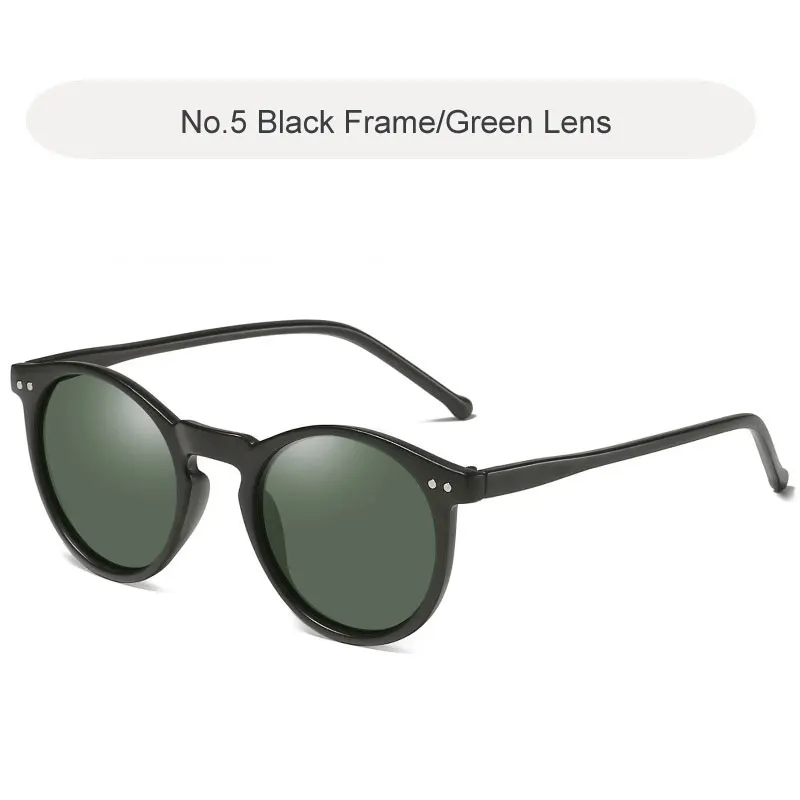 Поляризованные солнцезащитные очки мужские и женские брендовые дизайнерские ретро круглые солнцезащитные очки винтажные мужские женские очки UV400 Oculos Gafas De Sol - Цвет линз: C5 Black-Green