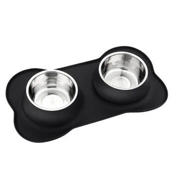 

Pet Bowl Dog Bowls Stainless Steel Dog Bowl with No Spill Non-Skid Silicone Mat Feeder Bowls Pet Bowl for Dogs Cats and Pets