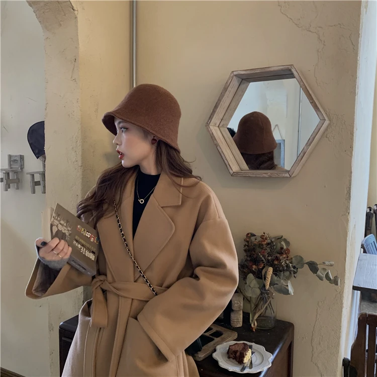 

EAD woolen coat female 2019 winter new Korean version of the long temperament wild slim loose coat