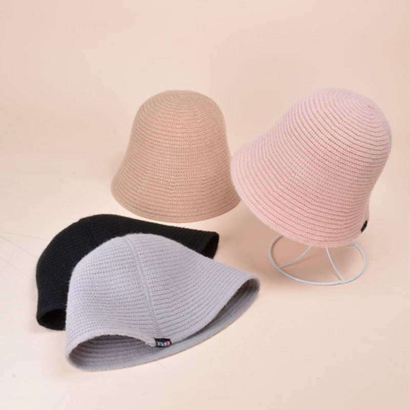 

winter Knitted bucket hat autumn solid color fisherman hat Korean version basin cap Fishing Cap Lady Panama gift personality