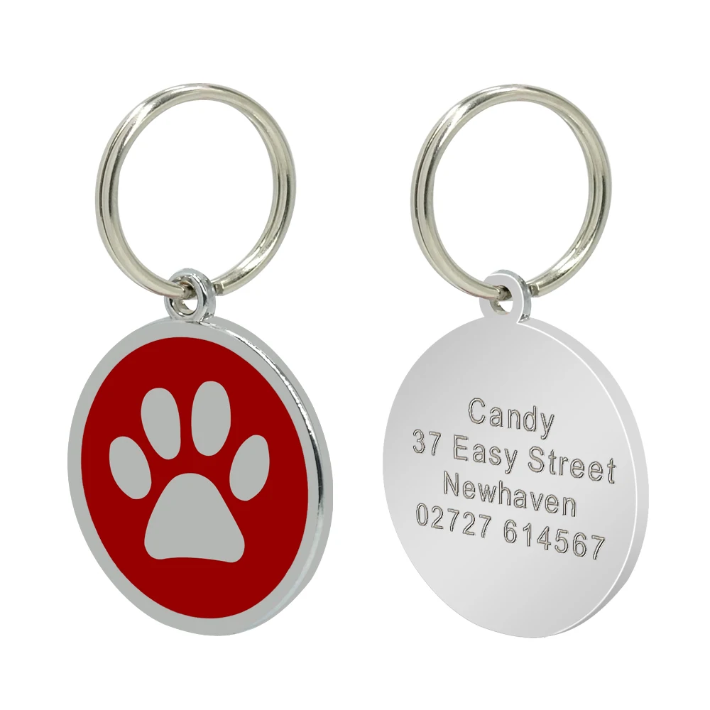 Custom Anti-lost Collar Puppy Accessories Name Pendant Tags Cat Steel ID Dog Dog Tag Engraved Pet Tag Paw Stainless Personalized - Color: 15