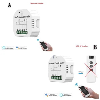 

WiFi RF Smart Curtain Module Switch Roller Blinds Shutter Motor RF433 Wireless Remote Control Timer Setting