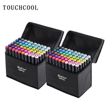 Touchcool סמן עט סט 30/40/60/80/168 צבע סקיצה סמן כפולה טיפ ציור אמנות מברשת עטים אלכוהול מבוסס עם 4 מתנות(China)