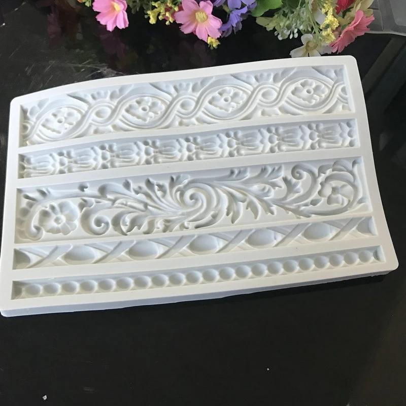 Diy барокко прокрутки рельеф торт границы силиконовые формы рамки инструменты для украшения тортов из мастики конфеты шоколадные формы