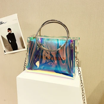 

2020 new Fairy Laser Bag WOMEN 'S New Style Korean Style Versatile Shoulder Hand Chain Transparent Jelly clear bag