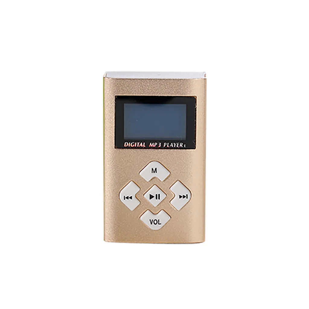 Золотой Мини портативный Mp3 музыкальный плеер экран карта Кнопка Mp3 металлический алюминиевый корпус Спортивный Mp3 плеер аудио Walkman Lettore#10 - Цвет: Золотой