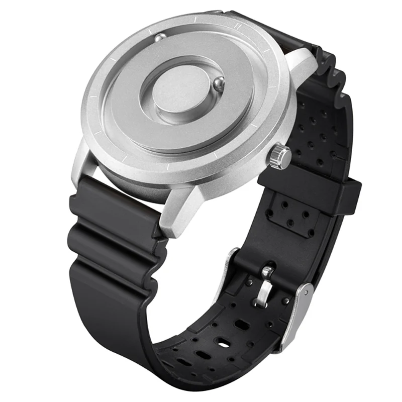 Silver Black Reloj Креативные серебряные часы черные магнитные бусины циферблат металлические многонациональные часы мужской модный, с резиновым ремешком Мужские спортивные часы - Цвет: Silver Black Reloj