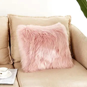 

EHOMEBUY Long Plush Cushion Covers Solid Color Nodic Pillows Fluffy Decorative Cushions for Sofa Cushion Pillowcases Living Room