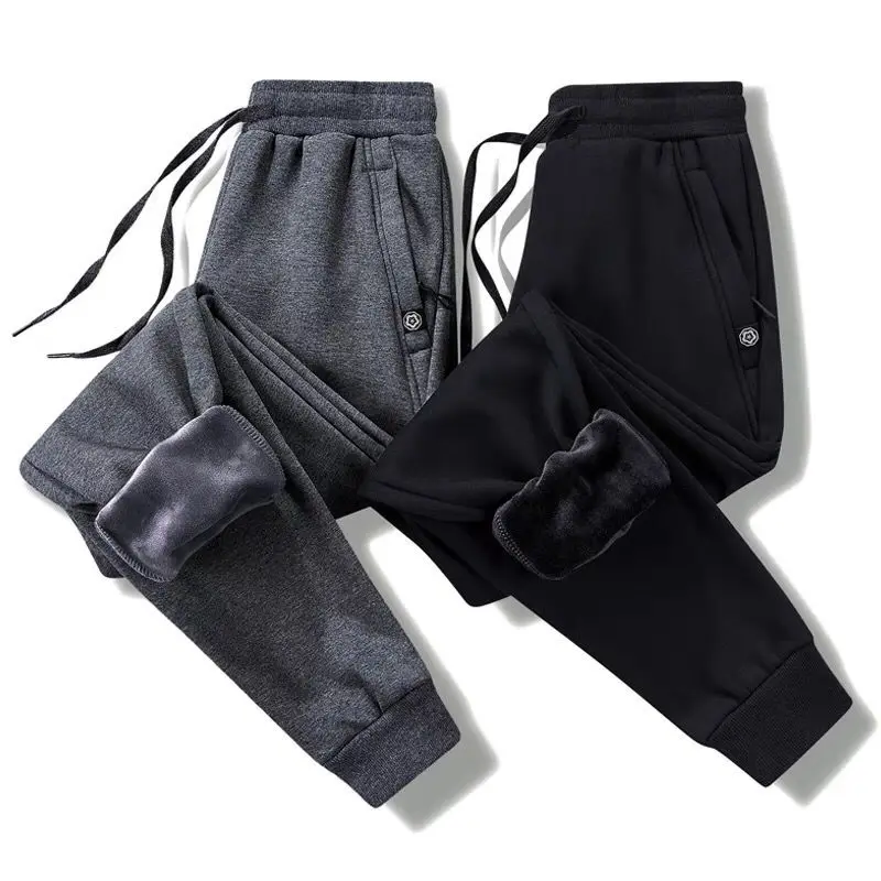 

Thick Fleece Jogger Mens Pants Cotton Trousers Male Winter Warm Velvet Sweatpants Tracksuit Joggers Autumn Winter