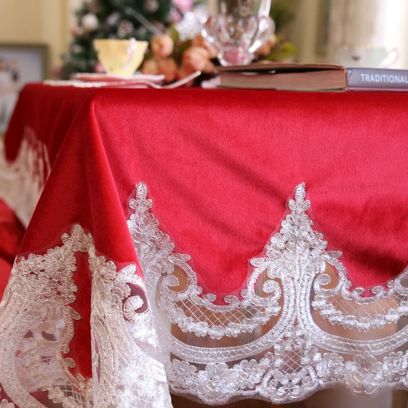 Proud Rose Роскошная красная кружевная скатерть золотого цвета, бархатная скатерть для стола, подушки для стула, круглые скатерти, свадебные принадлежности, покрывало, ткань