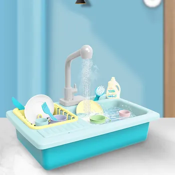 

Color Changing Kitchen Sink Toys Children Heat Sensitive Thermochromic Dishwash Children's Cartoon Kitchen Toy Play House Toys