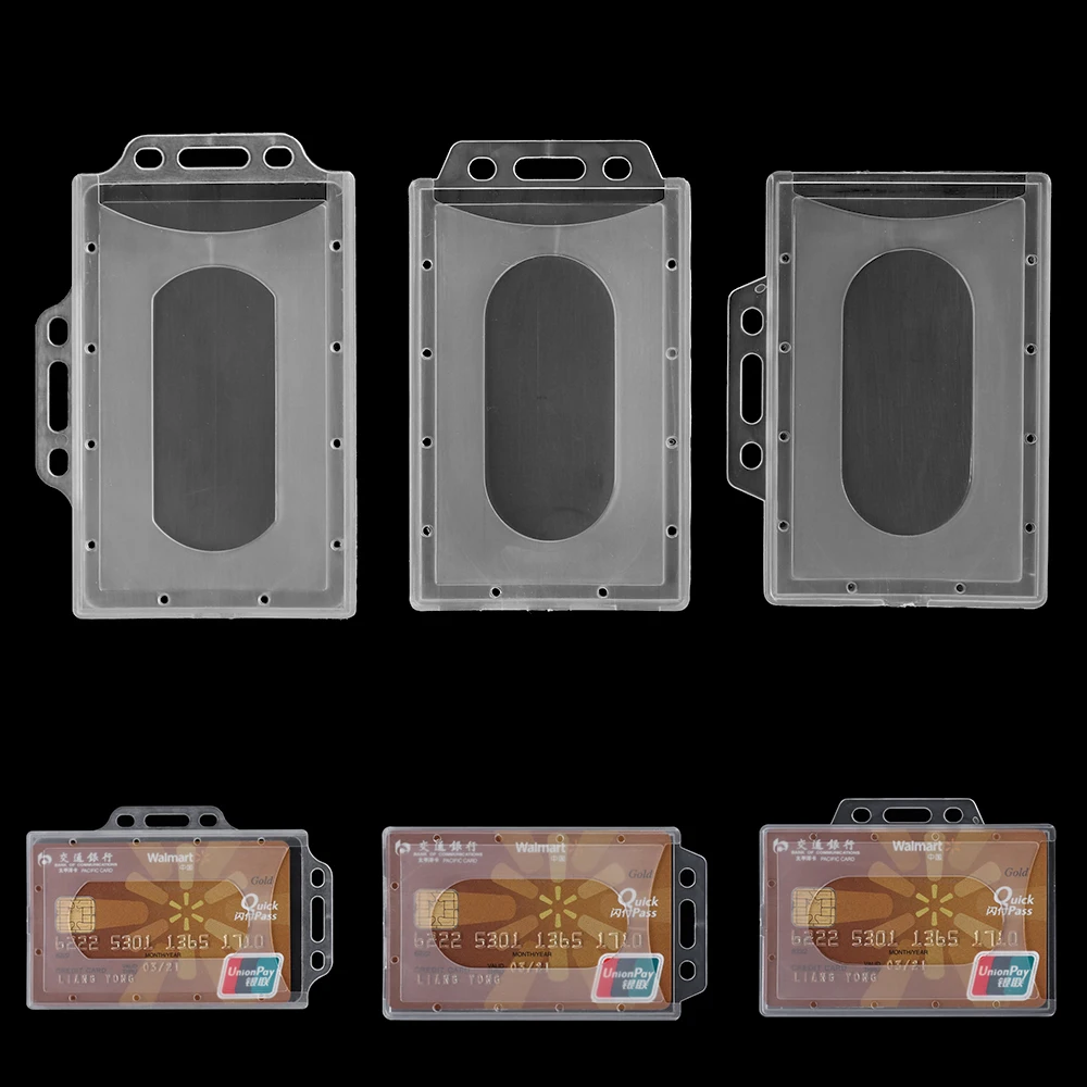 1pc Transparent Multi-use Portable Badge Card Holder Hard Plastic Protector  Cover Id Card Bus Card Sleeve Office School Supplies - Badge Holder &  Accessories - AliExpress