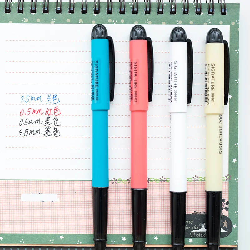 

4pcs classic gel pen set 0.5mm ballpoint Black Blue Red ink color good in signature Office accessories School supplies FB850