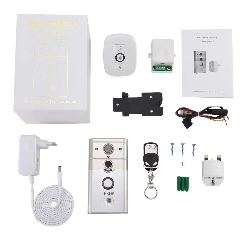 

LESHP Wireless Remote Control Electronic Visible HD 720P Video Picture 1/4 COMS 1 Mega-Pixels 12V/1A Wi-Fi Smart Doorbell