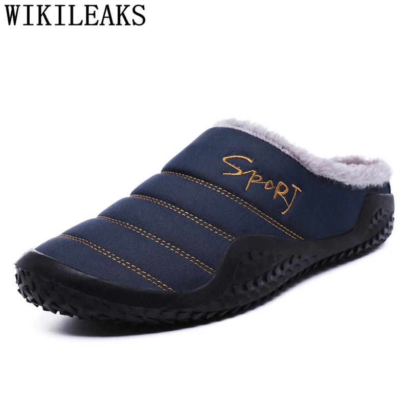 Mules Warm Slippers Men Winter Casual Shoes Half For Sapatos Para Hombre Hausschuhe Herren Chausson 2022 | Обувь