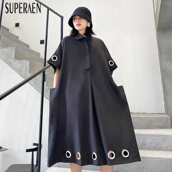 

SuperAen Europe Fashion Dress Female Summer 2020 New Solid Color Wild Ladies Dress Short Sleeve Casual Women Clothing