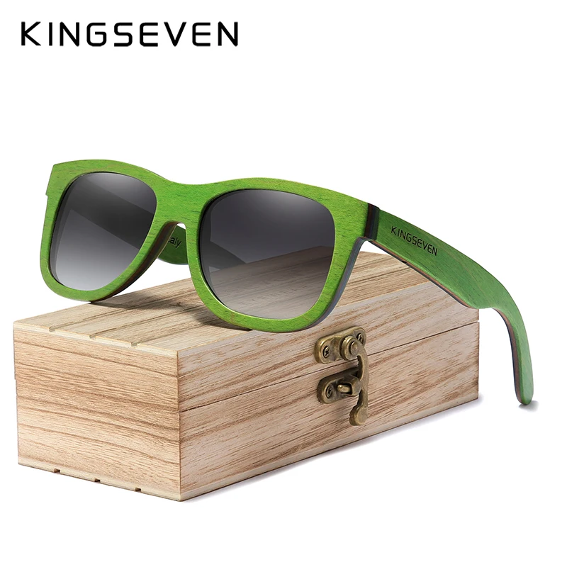 KINGSEVEN ручной работы натуральные деревянные солнечные очки Мужские поляризационные градиентные линзы женские дорожные Винтажные Солнцезащитные очки Oculos De Sol