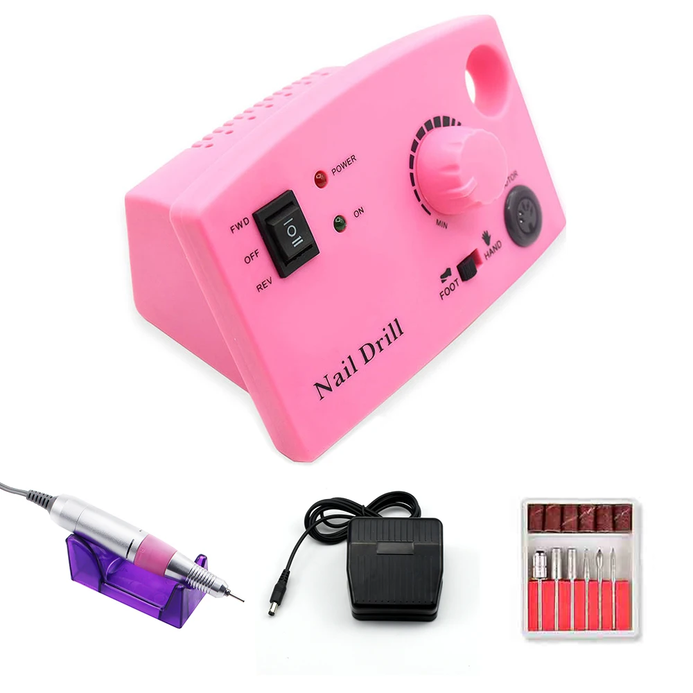 Online 35000 20000 RPM 25 12 W eléctrico taladro clavo manicura máquina pedicura uñas accesorios herramienta de archivo taladro con 6 taladro del clavo poco