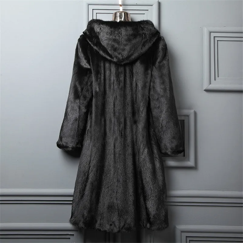6XL большой размер женская одежда пальто с мехом зима новые женские Роскошные искусственный мех длинный Досуг с Капор из норки шуба XA91