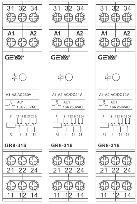 GEYA GR8 промежуточный переключатель AC/DC12V 24V 48V 110V AC230V вспомогательное реле 8A 16A 1SPDT