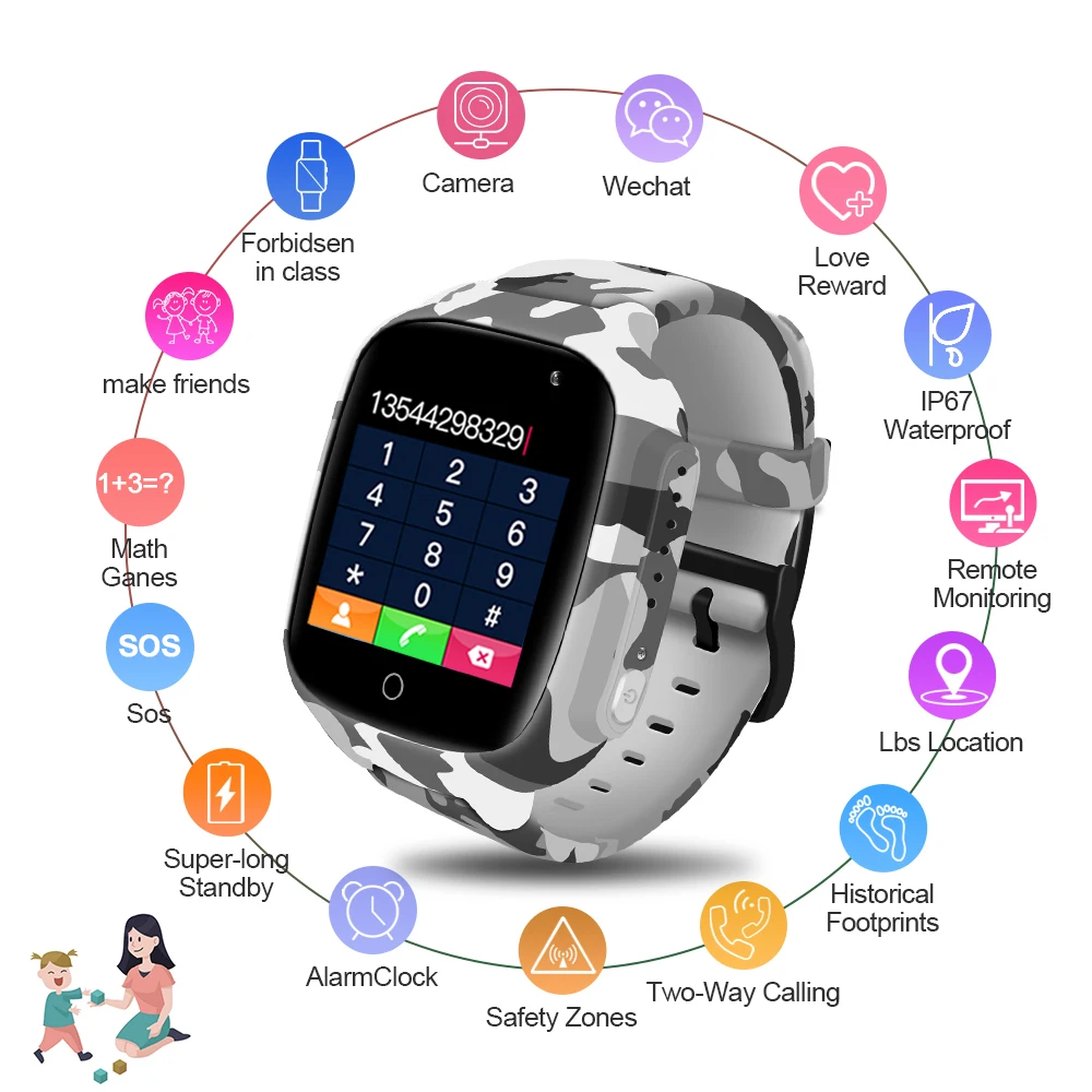 Tornstic LEC2 Детские умные часы с поддержкой видео разговора, экстренного вызова, емкостью батареи 600 мАч, умные часы с gps отслеживанием для детей
