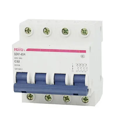 

AC 400V 32A 4 Poles Overload Protection MCB Mini Circuit Breaker