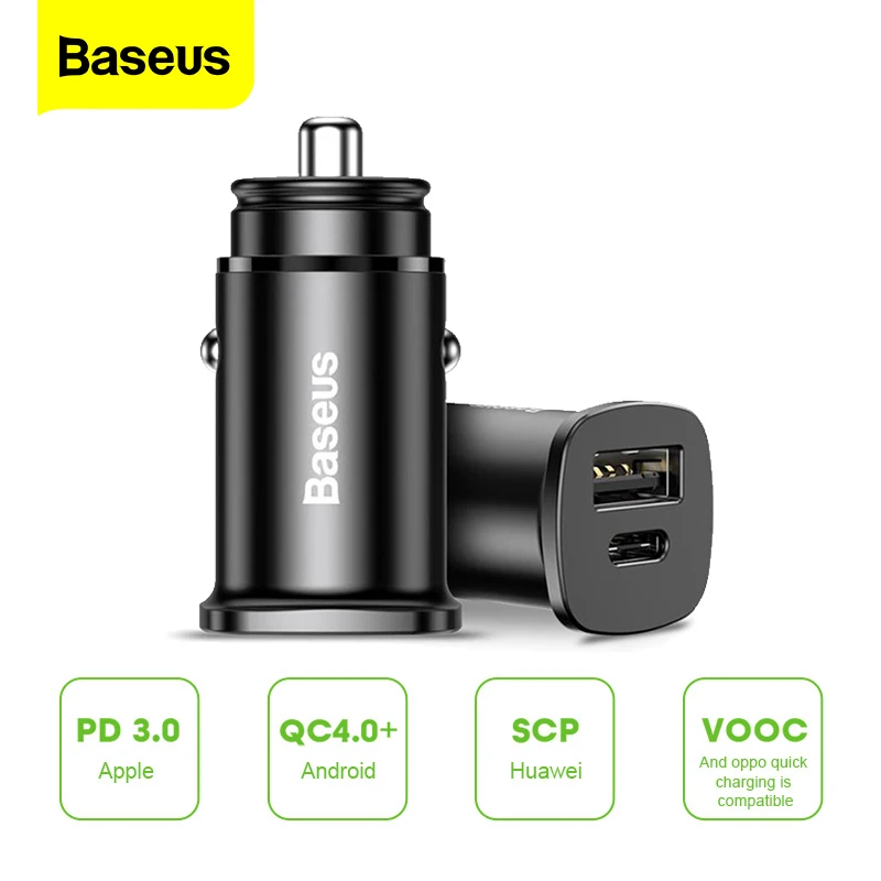Автомобильное зарядное устройство Baseus 30 Вт Quick Charge 4 0 AFC SCP для iPhone Samsung Huawei PPS