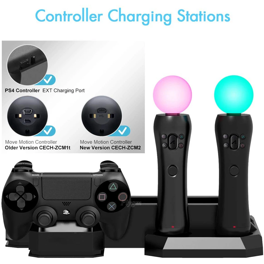 PS4 Pro Slim PS VR вертикальная подставка охлаждающий вентилятор PS4 Move контроллер зарядное устройство зарядная док-станция для sony Playstation 4 PSVR аксессуары