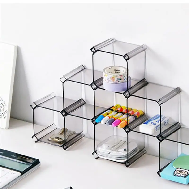 

6pcs Practical Socks Underwears Storage Container Lattice Drawer Type Storage Box Holder Organizer for Home (Grey)