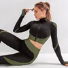 women gym sets 2 piece long sleeve fitness suit sportswear seamless workout gym wear set woman gym clothing for women yoga set 1