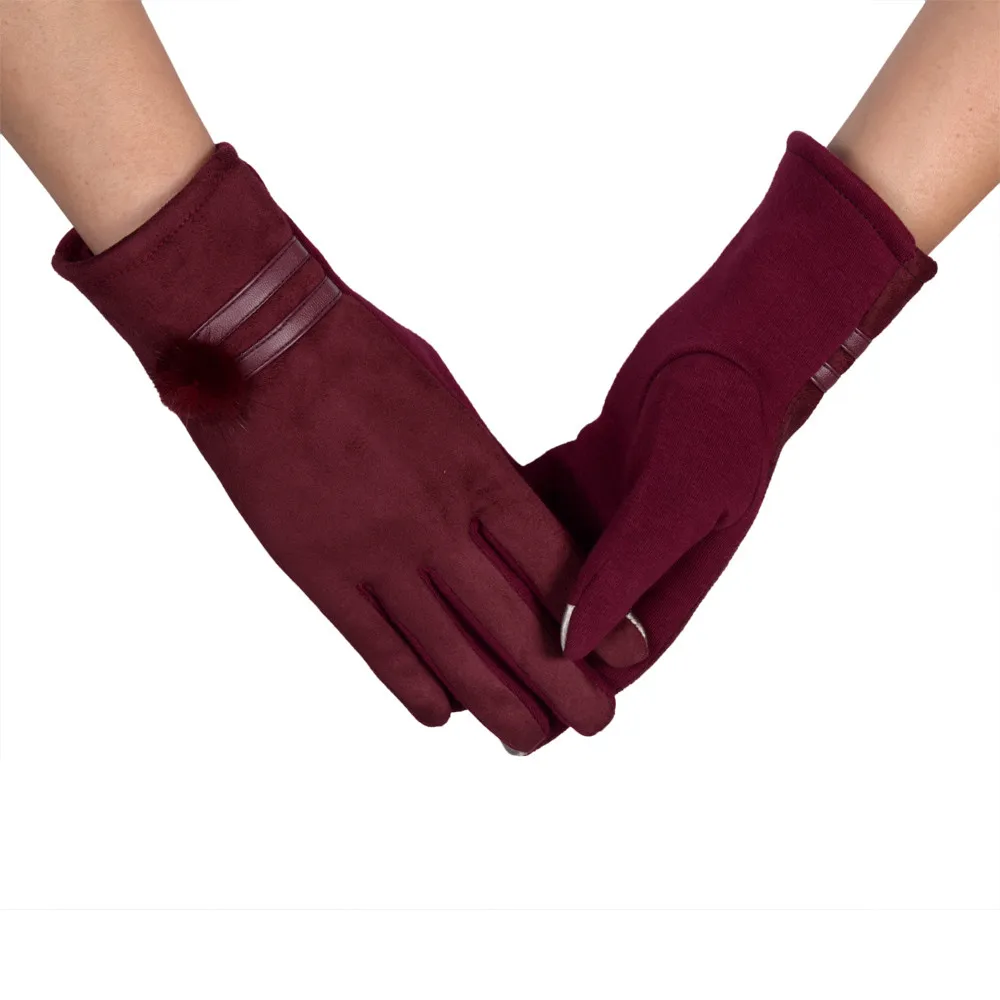 Women Cotton Winter Gloves Winter Warm Soft Wrist Gloves Solid Color Fashion Comfortable Ladies Gloves Hot Sale#Nu