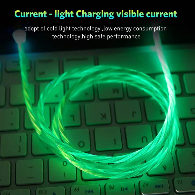 1 м светодиодный магнитный кабель с потоковым освещением для iPhone Xs Max 8 7 Plus Micro usb type C кабель для быстрой зарядки для samsung A6 A8 Plus