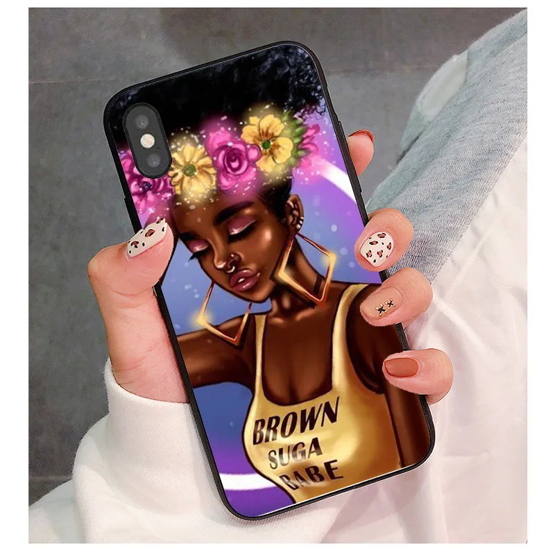 2bunz Melanin Poppin Aba чехол для телефона для iphone 11 11PRO 5S SE 6S 7 8 XS XR XSMAX Черный силиконовый чехол для девочек - Цвет: TPU